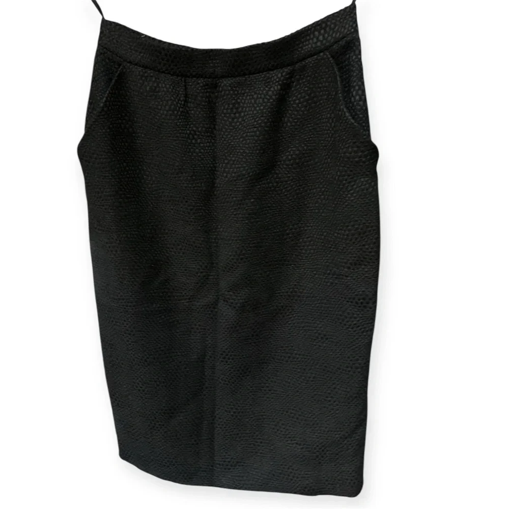 Chloe Embossed Noir Cotton Pencil Skirt FR 38